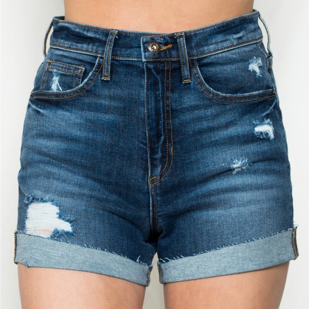 High Rise Plus Denim Shorts